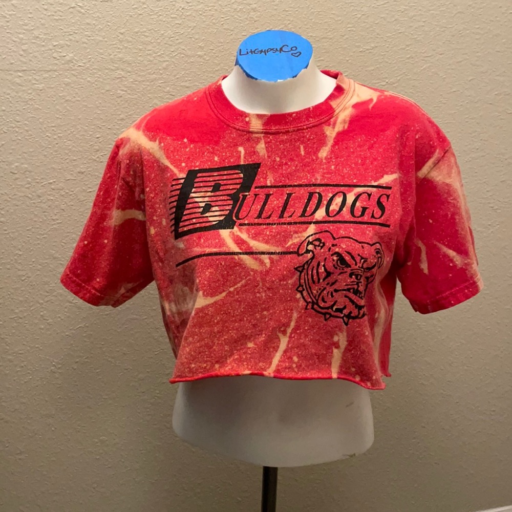 Hand bleached UGA Bulldogs crop top Tshirt